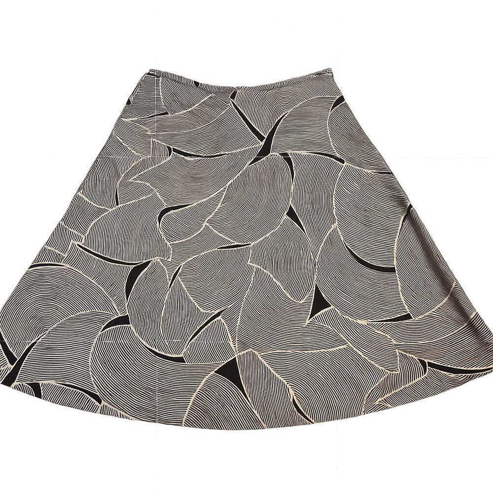 New York & Company Black White Cotton A-Line Skirt Size‎ 10 Abstract Print